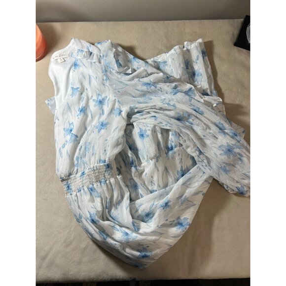 Anthropologie Floral Ruffle Midi Dress & Smocked Waist By The River - Picture 10 of 11